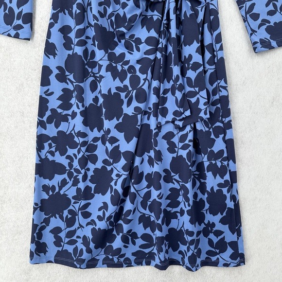 Talbots Faux Wrap Dress Womens XS Knit Jersey Blue Floral Surplice Career - Picture 4 of 11